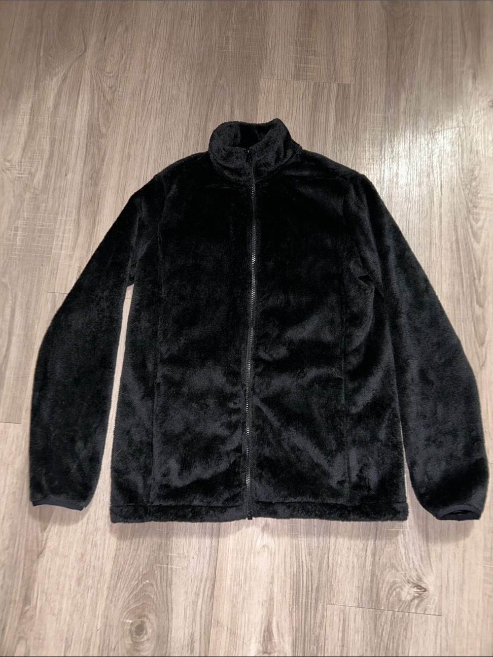 Lands' End Black Plush Full-Zip Jacket
